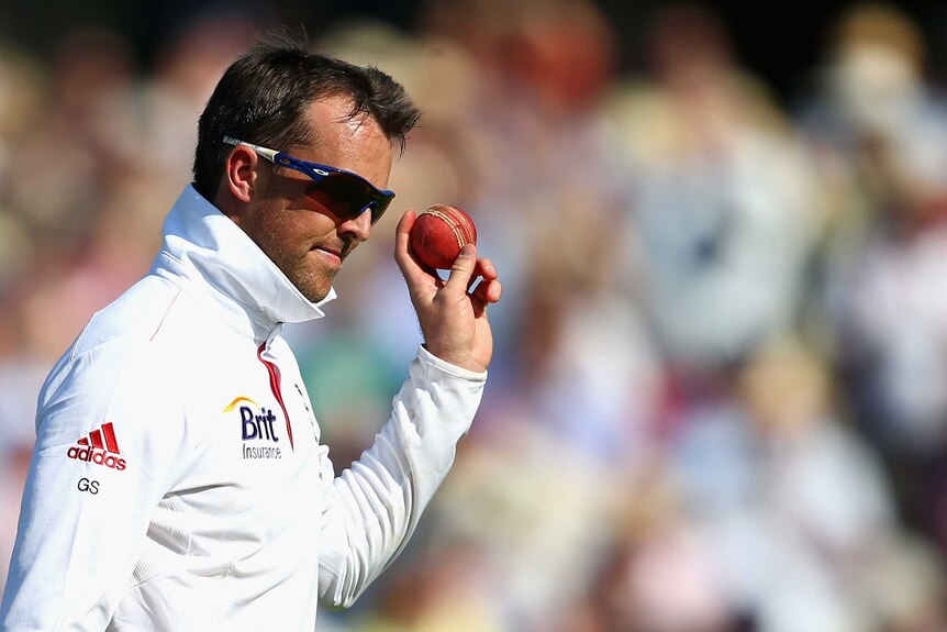 Man of the moment ... Graeme Swann celebrates after taking his fifth Australian wicket