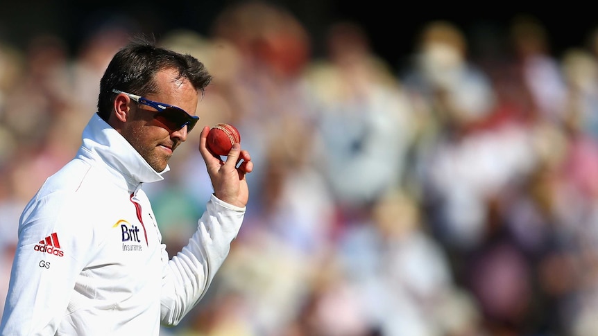Man of the moment ... Graeme Swann celebrates after taking his fifth Australian wicket