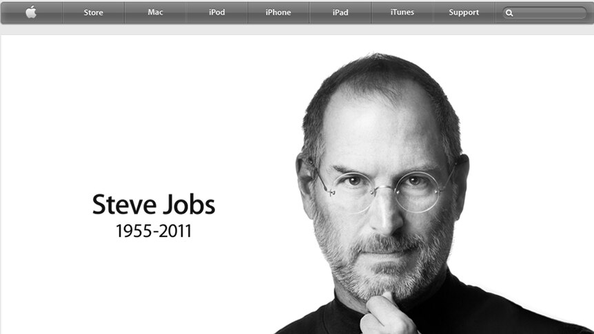 A screenshot of the Apple website, on the day of the death of Steve Jobs, the company's visionary co-founder.