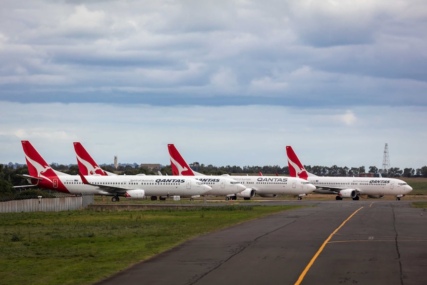 grounded Qantas planes
