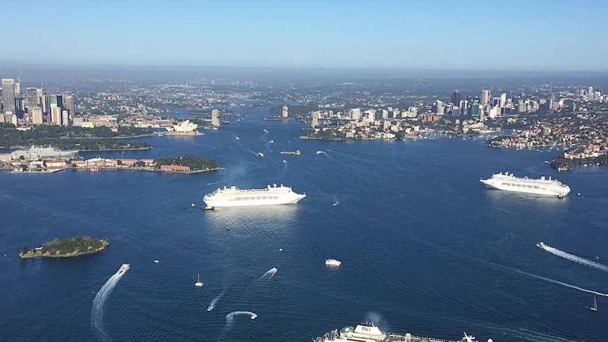 An aerial image of the Sydney Harbour.