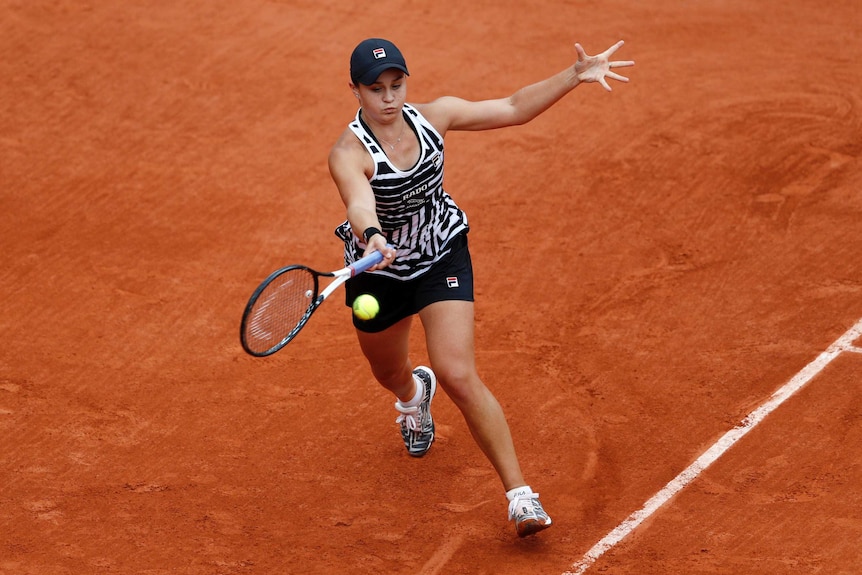Australia's Ashleigh Barty in action during her fourth round match against Sofia Kenin of the US.