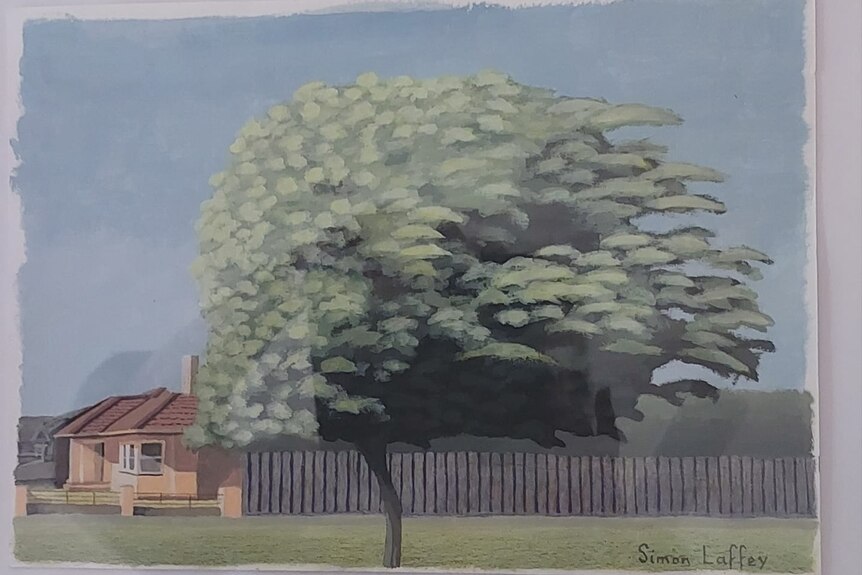 portrait of ballarat home with tree by simon laffey