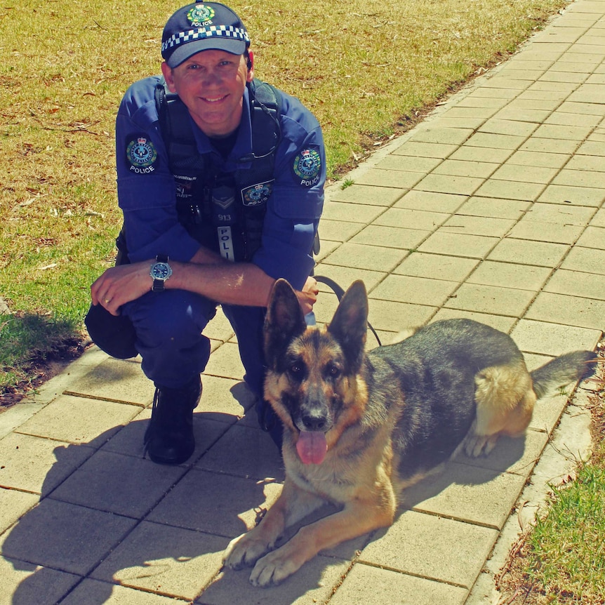Koda the police dog and handler Senior Constable Simon Rosenhahn