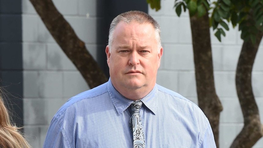 Policeman Rick Flori leaves the Southport Magistrates Court on the Gold Coast in 2015.