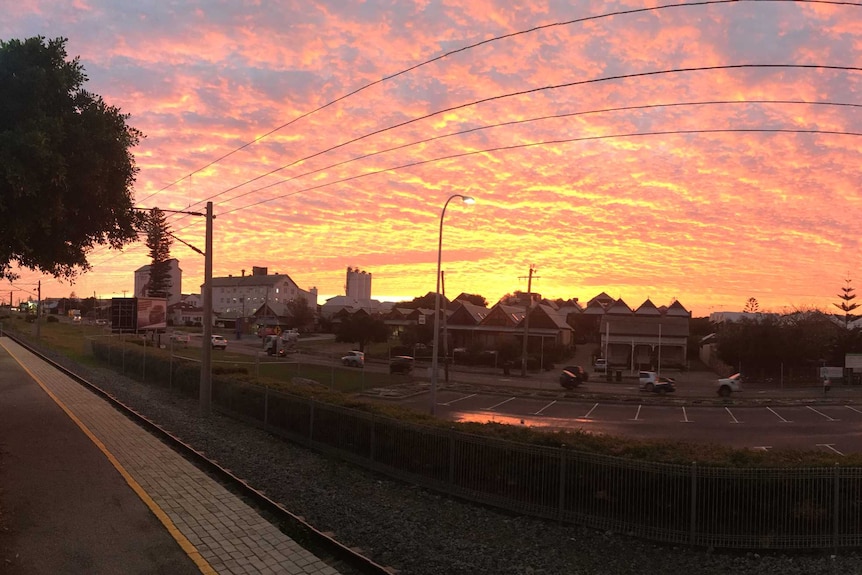 Sunrise from North Fremantle train station. May 23, 2016.