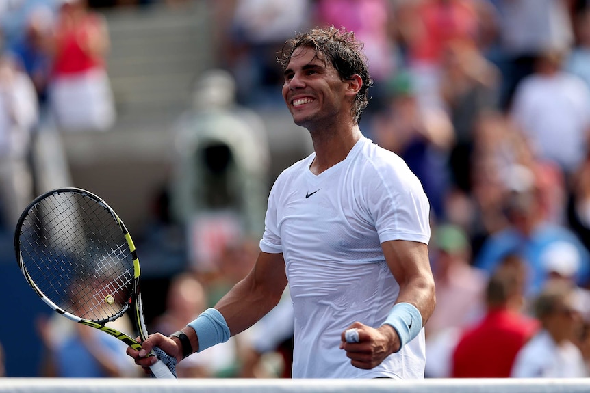 Rafael Nadal celebrates victory at Flushing Meadows