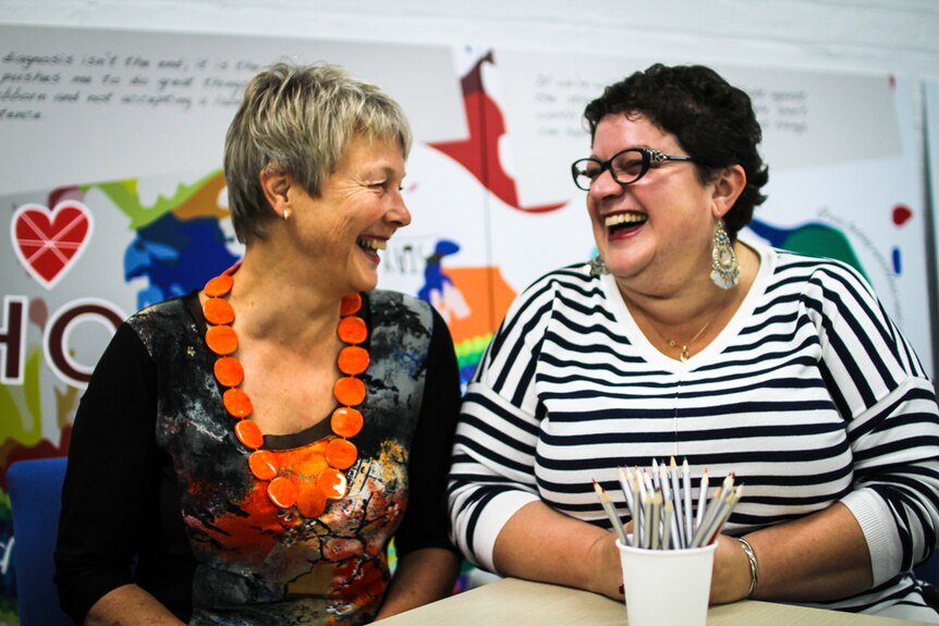 Senior Learning and Development Coordinator of Mind Recovery College in Bendigo, Sue Hinton with teacher Maree Roche.