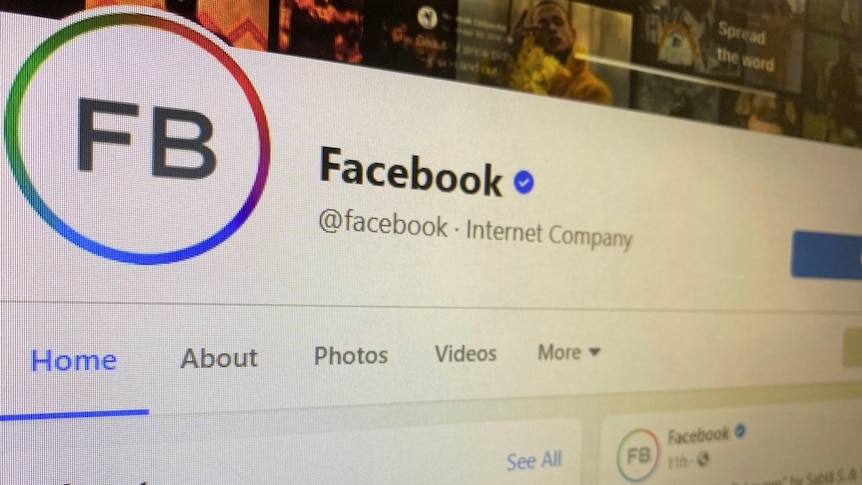 An image of a computer screen showing facebook's page