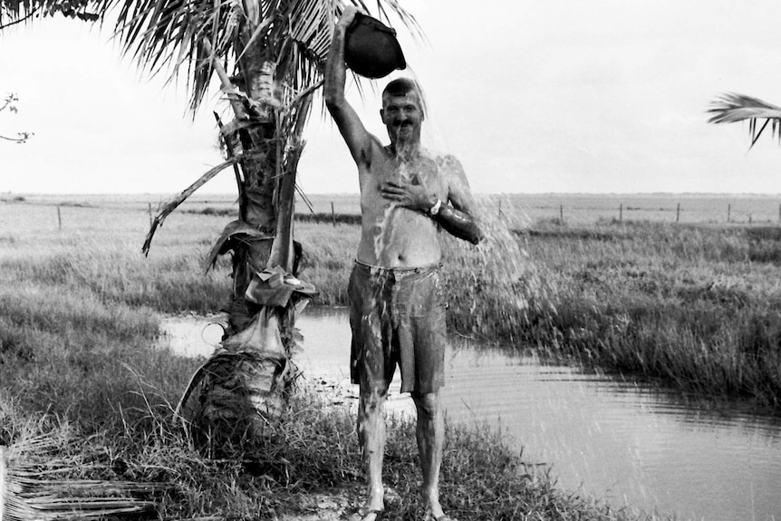 Vietnam War soldier washing