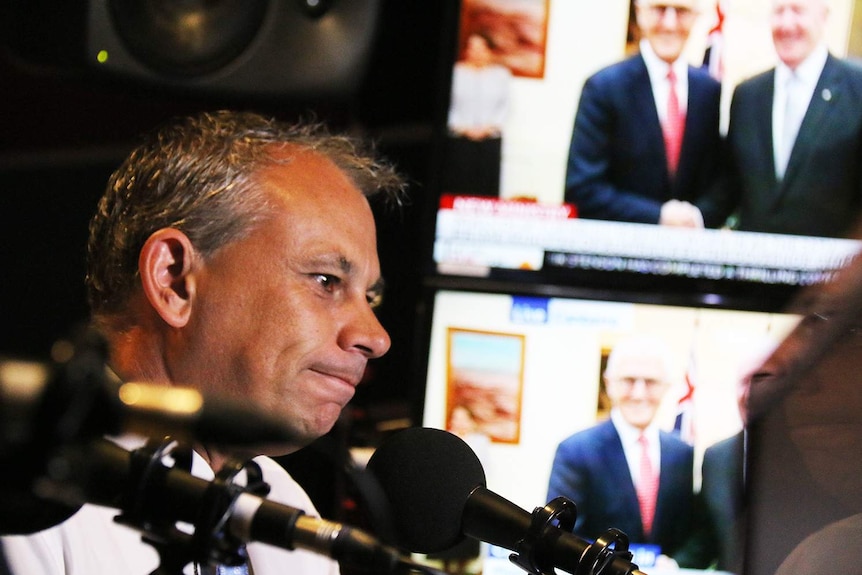 Adam Giles on Darwin radio as PM Malcolm Turnbull is sworn in on TV.