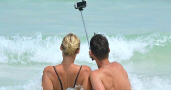 A couple taking a selfie