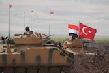 Turkish and Iraqi troops are pictured during a joint military exercise.