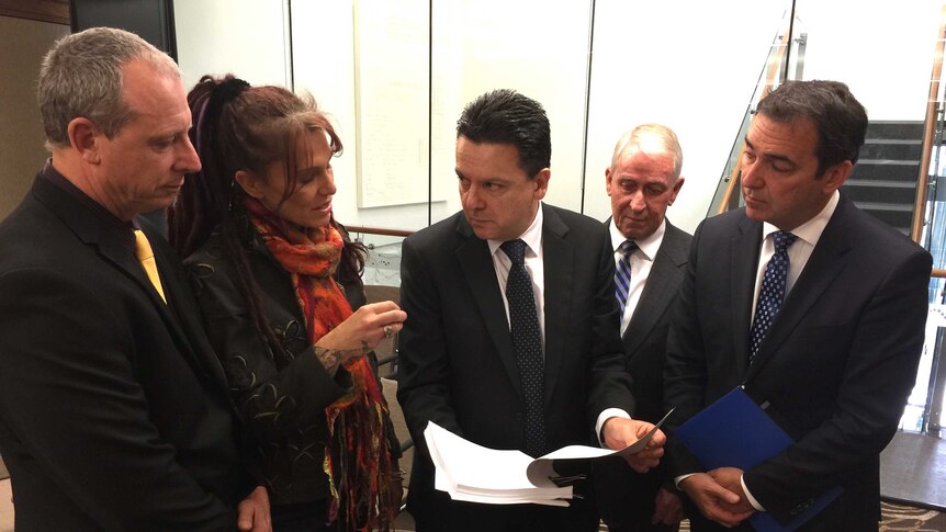 Belinda Valentine, Nick Xenophon and Steven Marshall