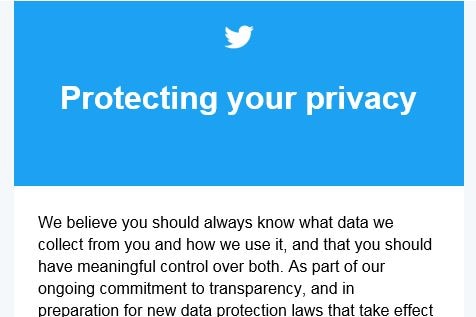 An image showing Twitter's new policy on data protection.