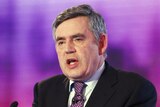 Gordon Brown gestures during debate