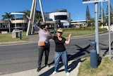 Two women dancing at the Queensland-NSW border.