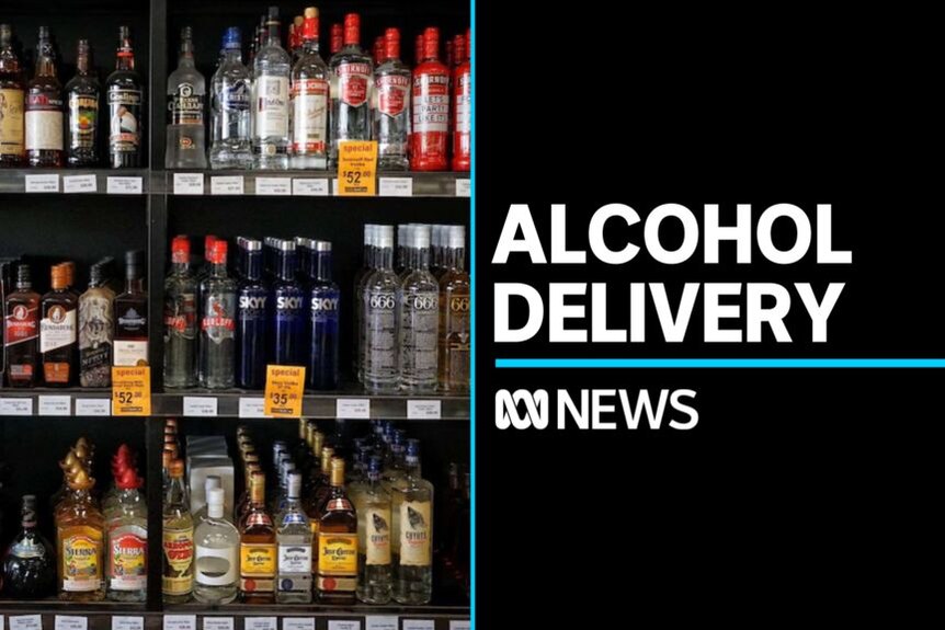 Alcohol Delivery: Shelves of spirits in a liquor store