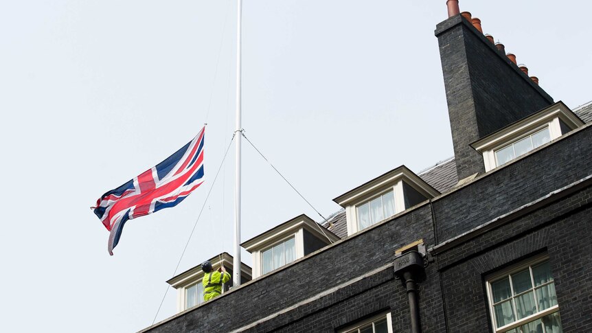 10 Downing Street flag lowered to half-mast.