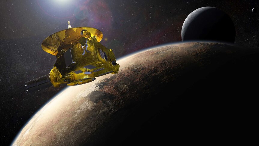An artist's impression of New Horizons passing Pluto
