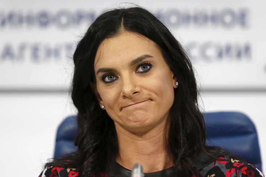 Yelena Isinbayeva at a press conference