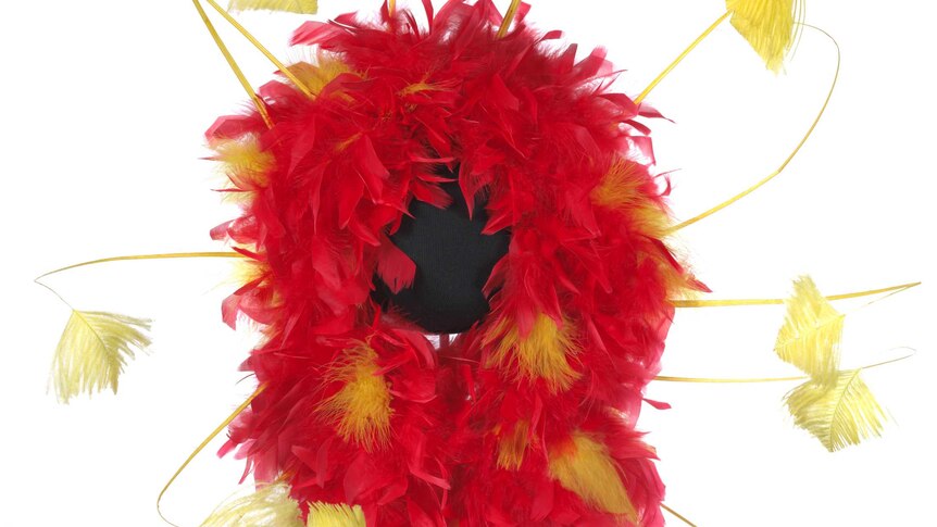 This waratah headdress made of chicken wire was supposedly very uncomfortable for the actors to wear.