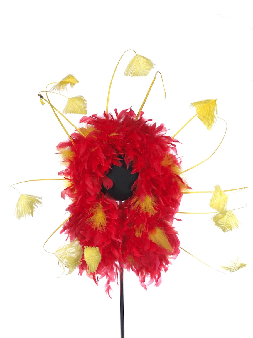 This waratah headdress made of chicken wire was supposedly very uncomfortable for the actors to wear.