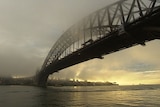 The Sydney Harbour Bridge is shrouded in fog early on Tuesday, June 10, 2008.