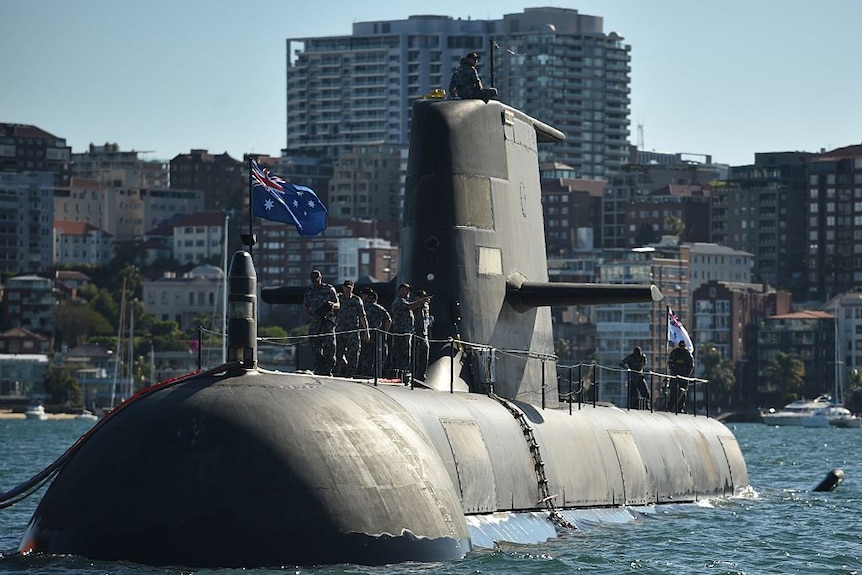 A collins class submarine in Sydney Harbour