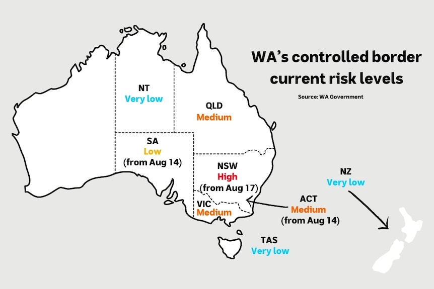 A graph showing WA's border controls on a map