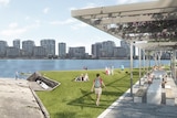Artist's impression of the waterfront green spaces at the site of the Bulimba Barracks