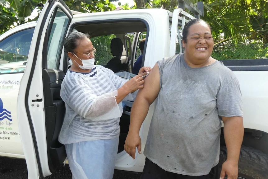 Person gets vaccinated