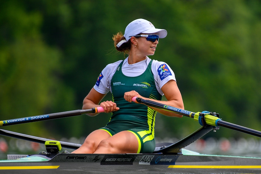 Tara Rigney at the Rowing World Cup