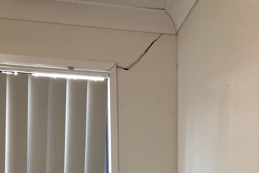 Big crack in foundation of room that car reversed into