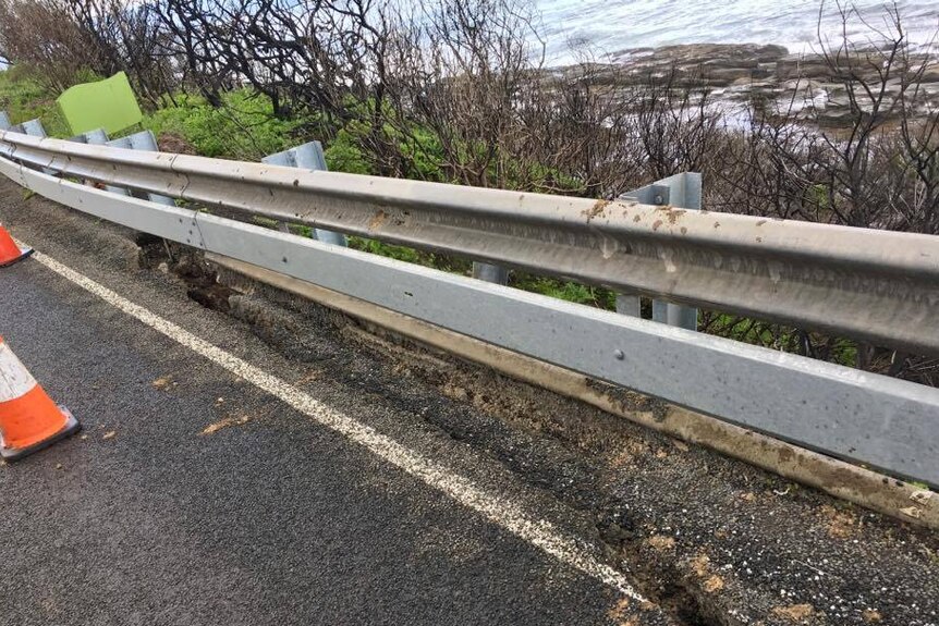 Roads damaged after flooding at Wye River