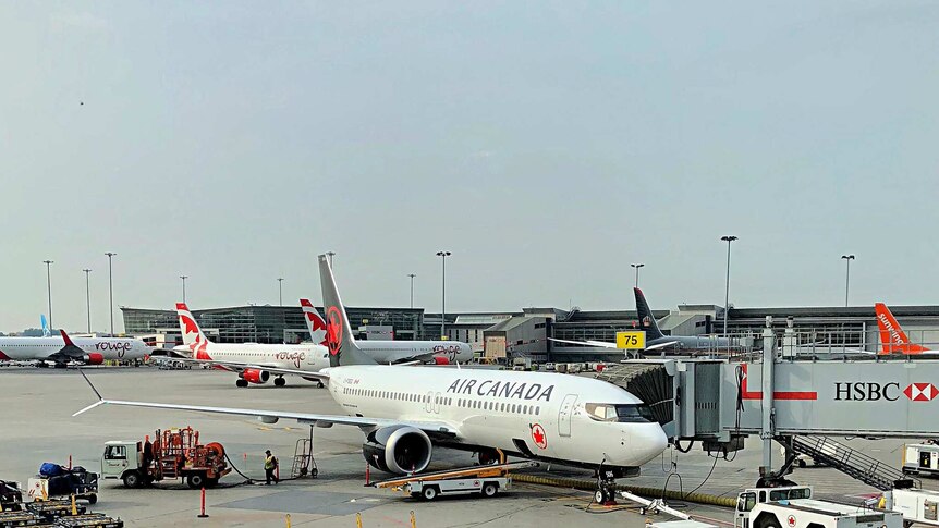 Pesawat 737 Max 8 Air Canada di bandara Montréal–Pierre Elliott Trudeau