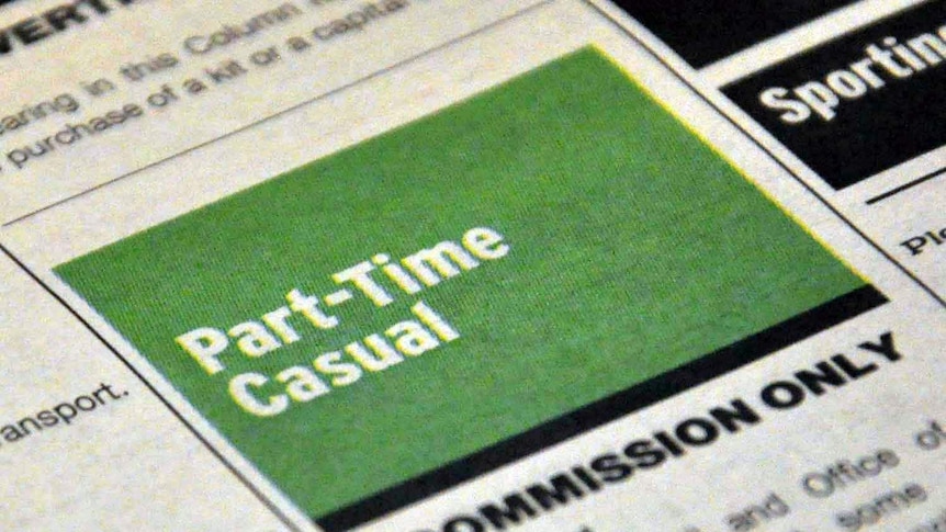 Job advertisements for casual and part-time workers in a newspaper