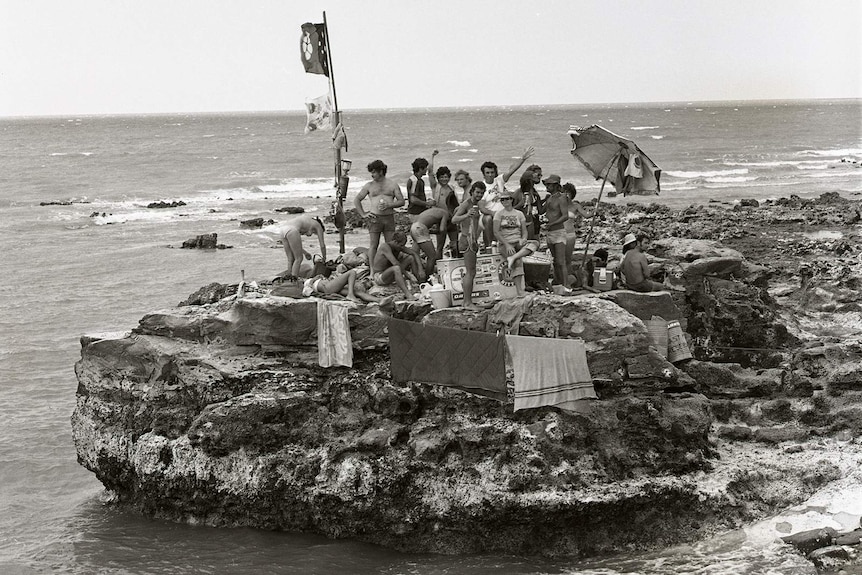Rock sitters at East Point in 1978
