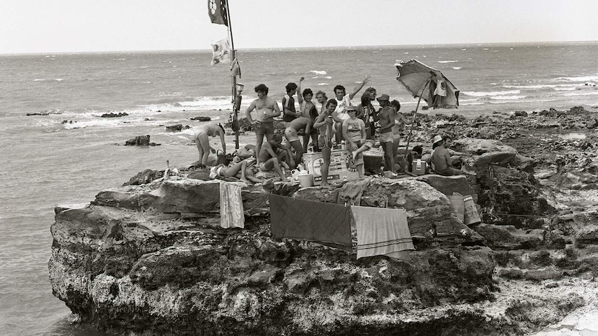 Rock sitters at East Point in 1978
