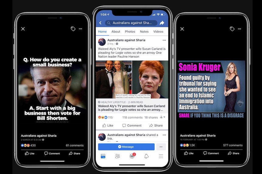 An example of the types of content appearing on the Australians against Sharia Facebook page.