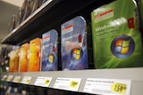 Microsoft Windows Vista software sit on display at a store