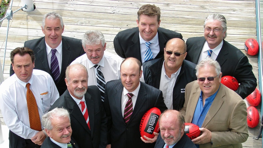 Tasmania's State Football League club presidents at the official launch.