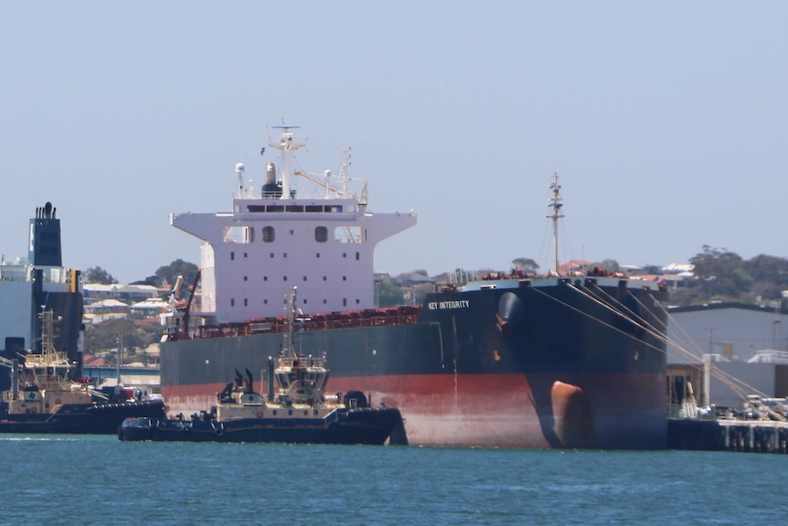 The Key Integrity bulk carrier docked at Fremantle Port.
