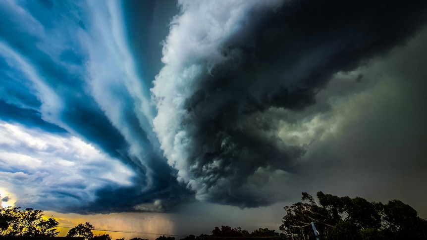 Vivid green and blue storms clouds 