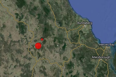 Map shows two earthquakes near Eidsvold, south-west of Bundaberg.