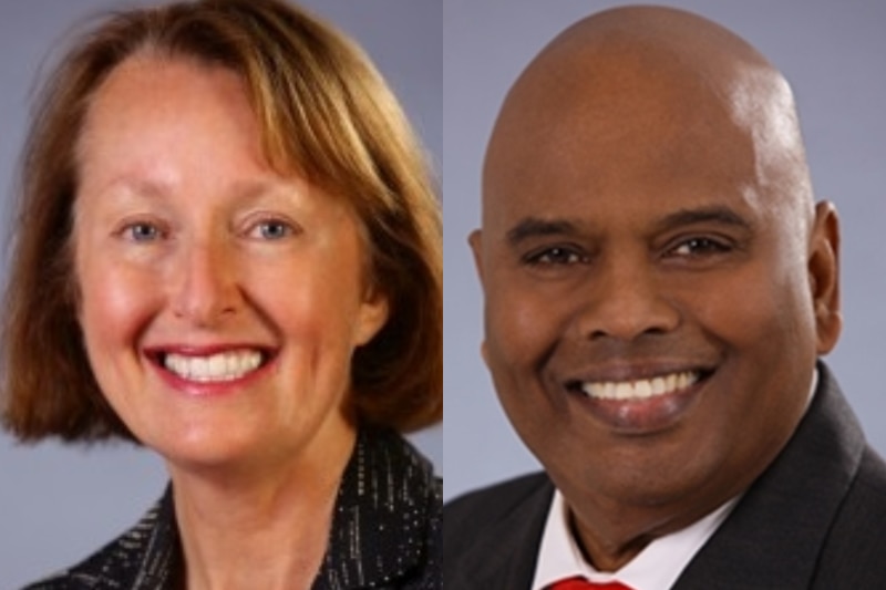 A composite image of Judith Graley and Jude Perera