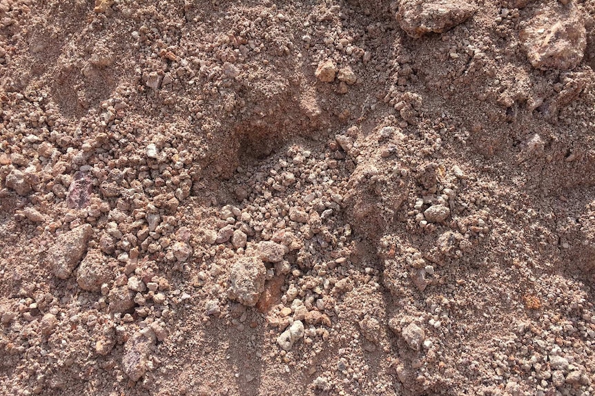 A close-up of a pile of white ochre