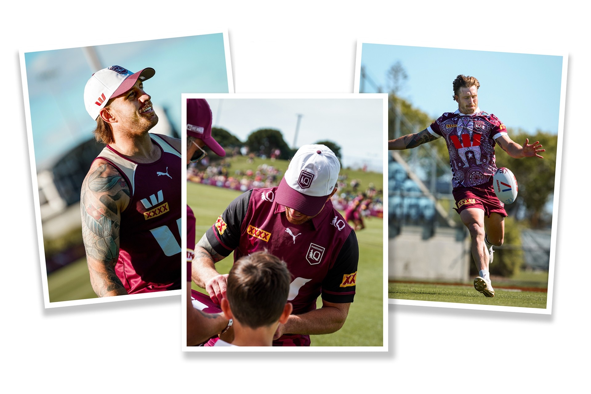 A collage of photos of a Queensland Maroons State of Origin captain.