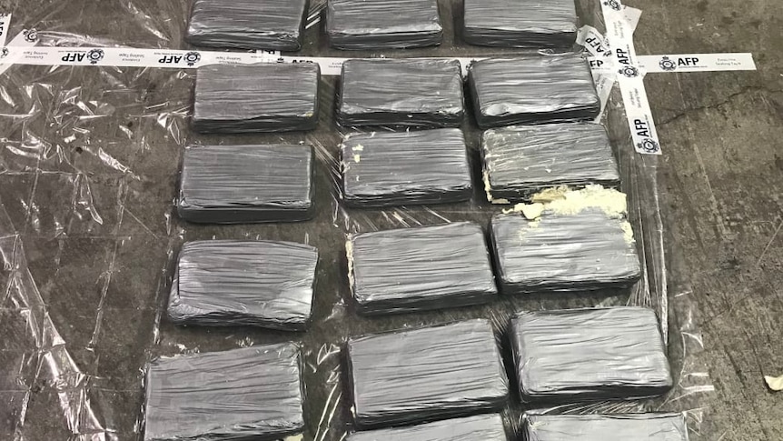 Several packages of cocaine sitting on a table.