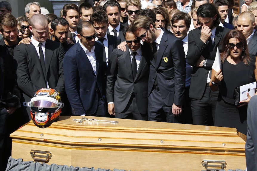 Formula One drivers attend Jules Bianchi's funeral